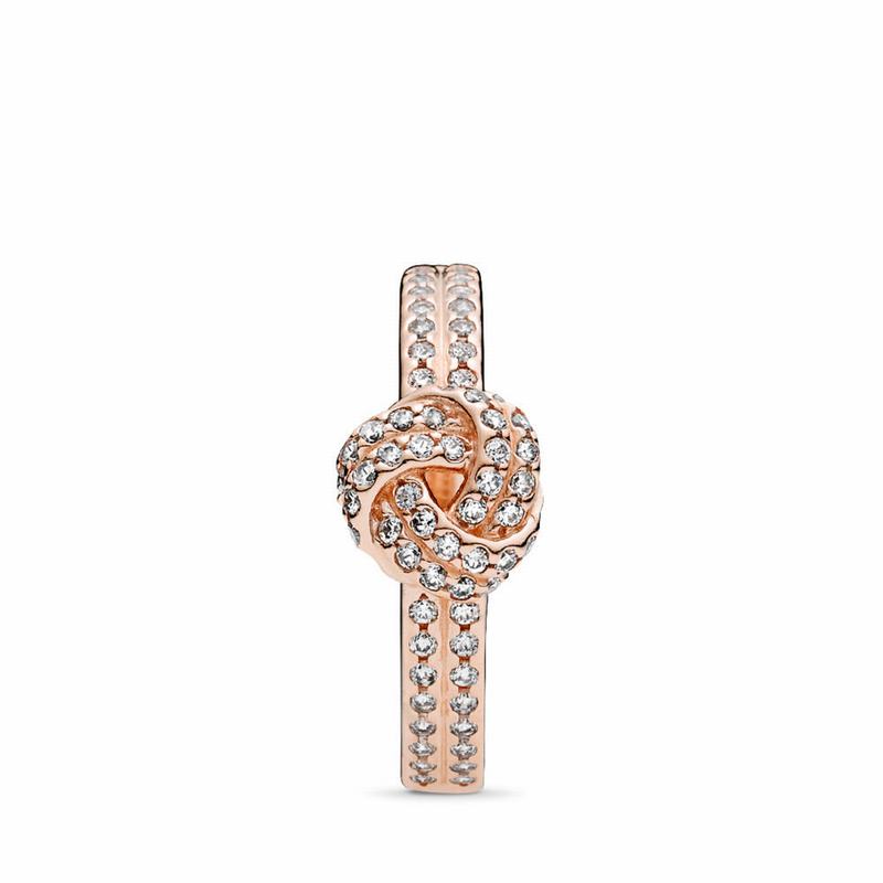 Pandora Rose™ Sparkling Love Knot Statement Ring - Pandora Rose/Cubic Zirconia - Canada | GL7634PU